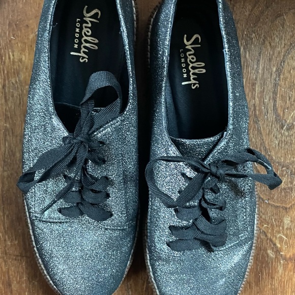 Shellys London Silver Sparkly Flats - Picture 3 of 3